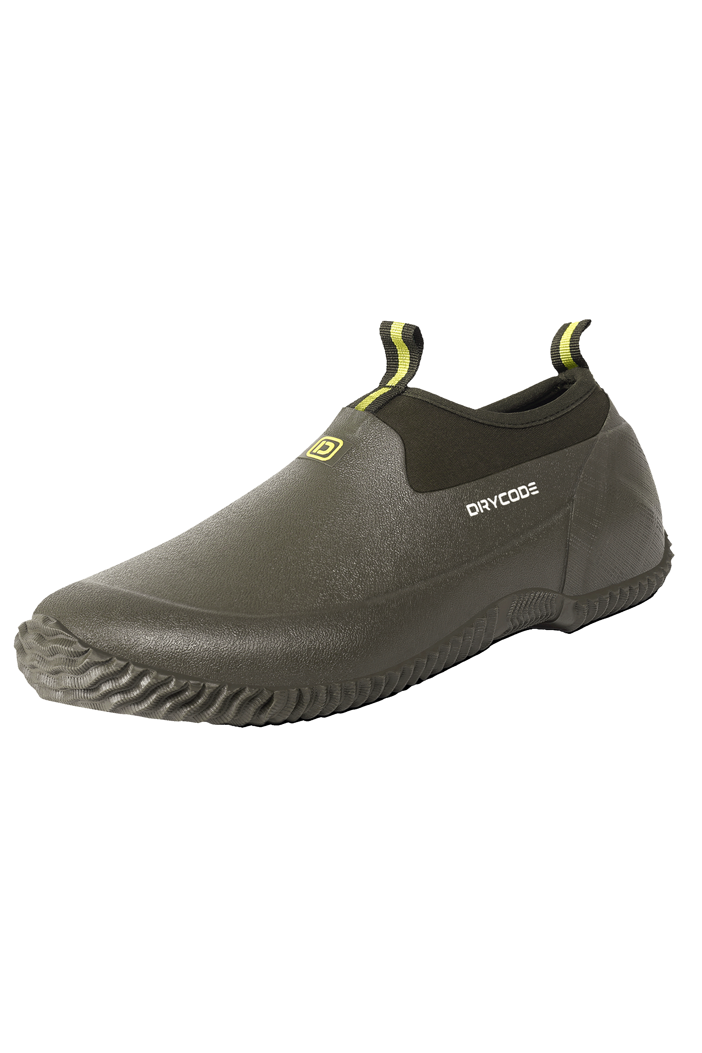 Side view of Trudave GardenStride Series waterproof rubber garden boots in olive Green – durable slip-resistant design for gardening, yard work, and outdoor chores